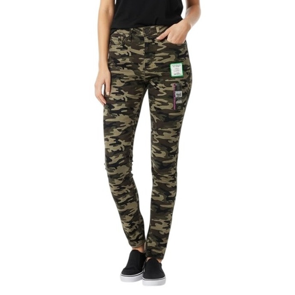 No Boundaries Skinny Jeans Juniors 3 Green Camouflage High Rise Earth‎ Friendly